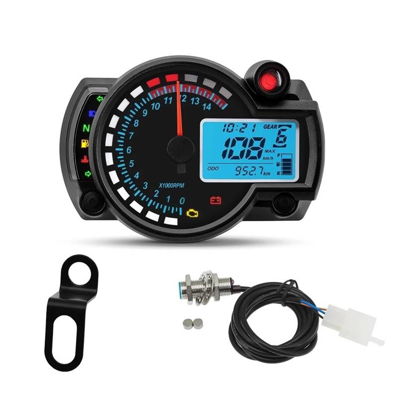 Kilometerzähler Tachometer Motorrad Tacho Digital Moto Dashboard 7 Farbe Stunde Zähler Panel Für Hon&da Für Suzuki Für Yam&aha Für Kawasaki von PZUBGUHT