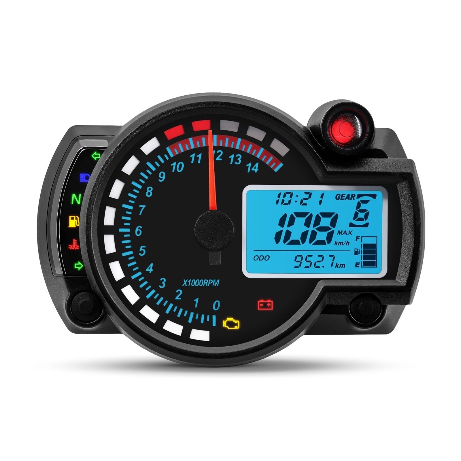 Kilometerzähler Tachometer Motorrad Tacho Digital Moto Dashboard 7 Farbe Stunde Zähler Panel Für Hon&da Für Suzuki Für Yam&aha Für Kawasaki von PZUBGUHT