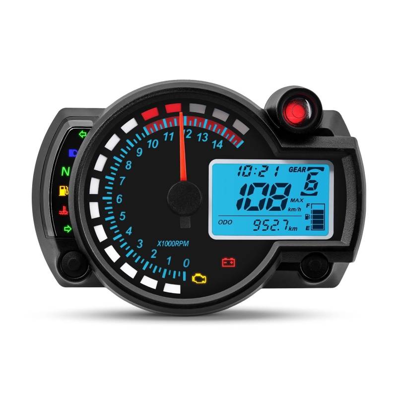 Kilometerzähler Tachometer Motorrad Tacho Digital Moto Dashboard 7 Farbe Stunde Zähler Panel Für Hon&da Für Suzuki Für Yam&aha Für Kawasaki von PZUBGUHT