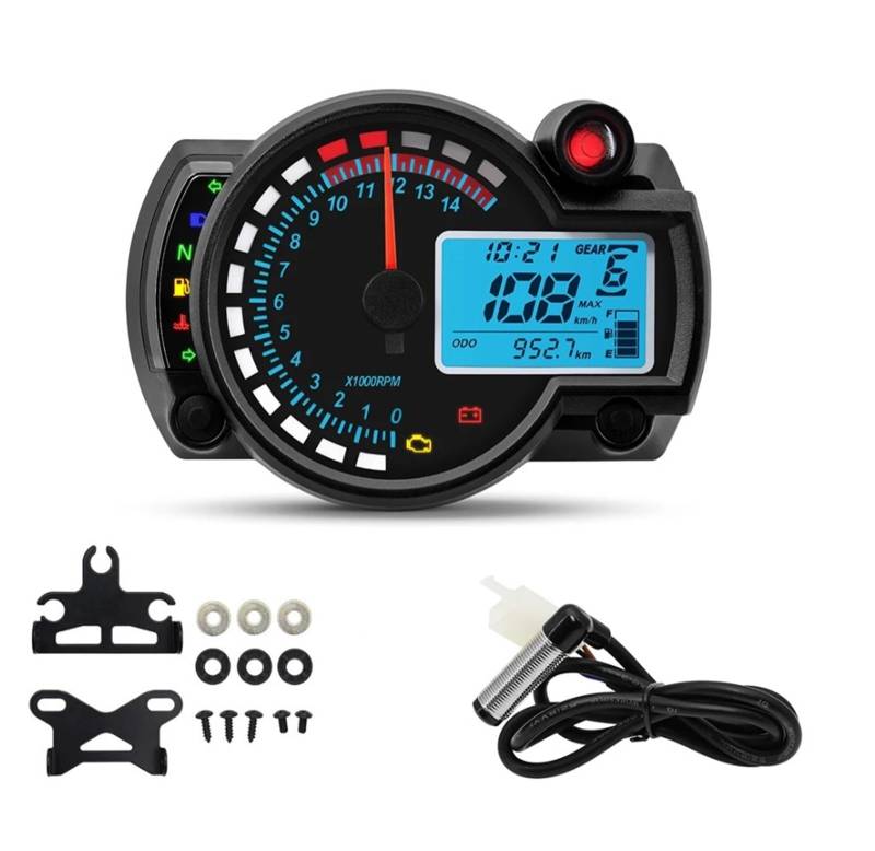 Kilometerzähler Tachometer Motorrad Tacho Digital Moto Dashboard 7 Farbe Stunde Zähler Panel Für Hon&da Für Suzuki Für Yam&aha Für Kawasaki von PZUBGUHT