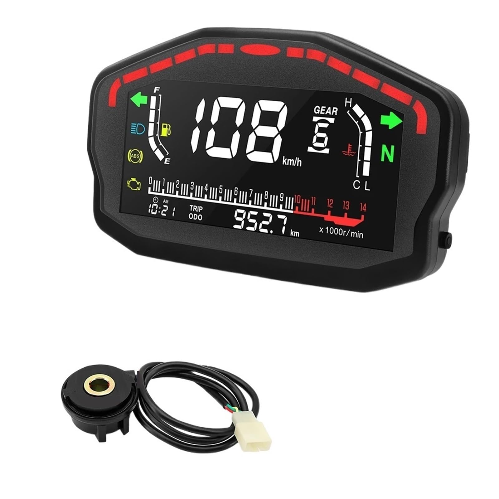 Kilometerzähler Tachometer Motorrad-Thermometer, digital, 12 V, Geschwindigkeitsmesser, Tacho, Universal-Board, Motorräder, Armaturenbrett, LCD -Kilometerzähler für Yam&aha von PZUBGUHT