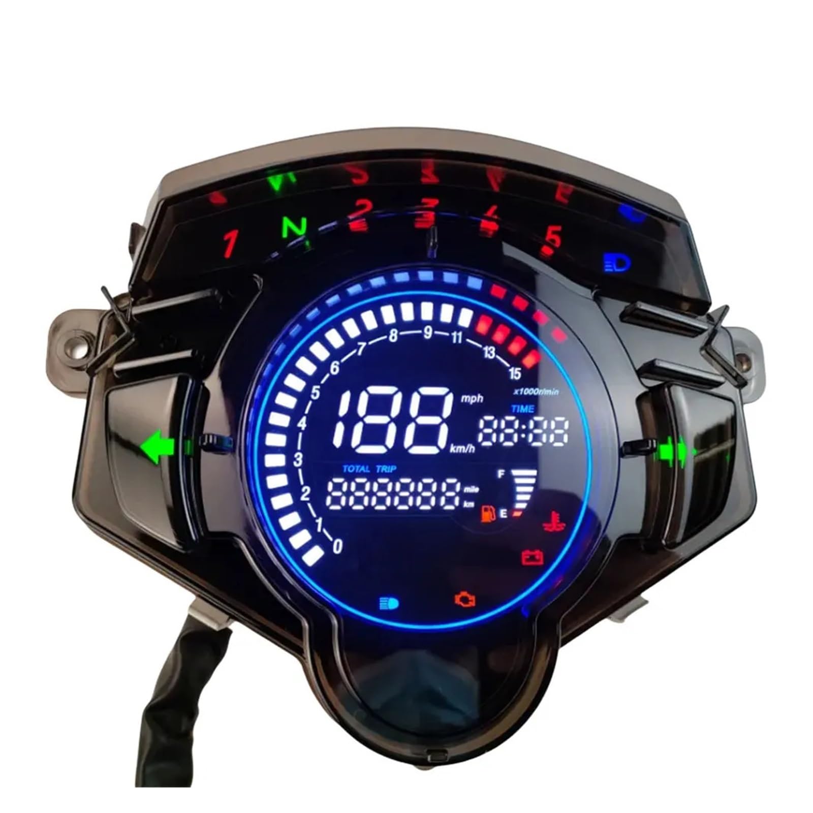 Kilometerzähler Tachometer Motorradinstrument LCD Display Digitalanzeige Instrument mit Uhr Motorrad-Tachometer für Yam&aha LC135 V2 V3 V4 V5 V6 V7 von PZUBGUHT