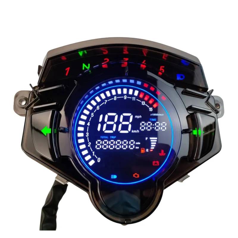 Kilometerzähler Tachometer Motorradinstrument LCD Display Digitalanzeige Instrument mit Uhr Motorrad-Tachometer für Yam&aha LC135 V2 V3 V4 V5 V6 V7 von PZUBGUHT