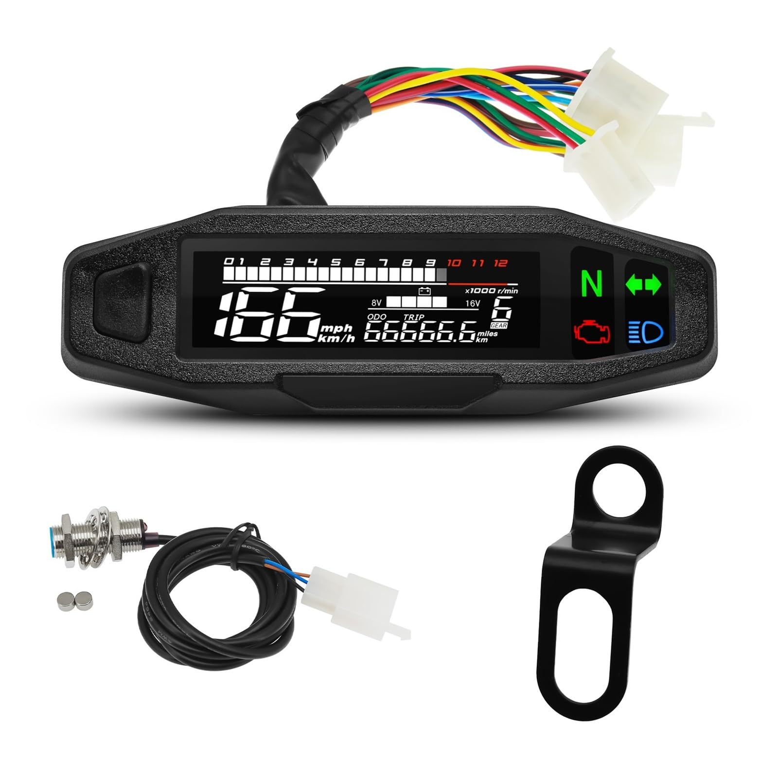 Kilometerzähler Tachometer Universal Mini Drehzahlmesser Motorrad Tacho Digital Kilometerzähler Elektrische Einspritzvergaser Instrument Für KR200 von PZUBGUHT