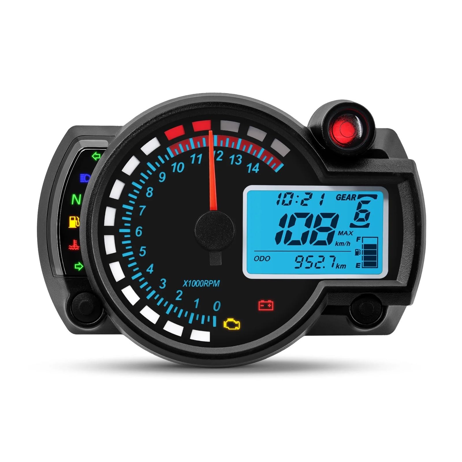 Kilometerzähler Tachometer Universal Motorrad Tacho Digital Moto Dashboard 7 Farbe Motocross Panel Für Hon&da Für Suzuki Für Yam&aha Für Kawasaki von PZUBGUHT