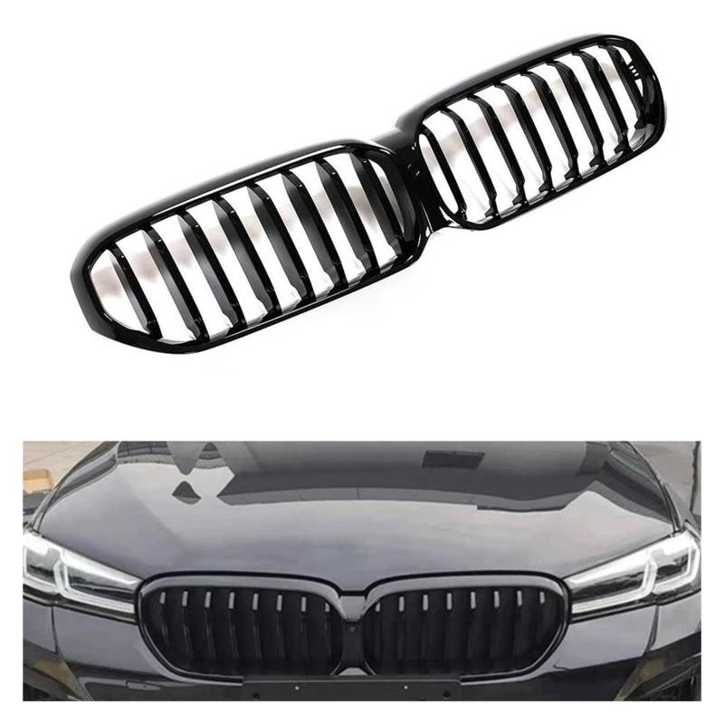 Auto Frontgrill Für 5 Series G30 G31 G38 520i 530i 540i 2021-2022 Schwarze Nierenauto-Oberstoßstangenhaube Mesh-Gitter Kühlergrill Racing Grills Kühlergrill Vorne von PaCsci