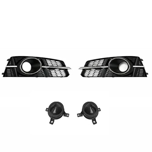 Auto Frontgrill Für A6 S6 2016 2017 2018 Stoßstange Nebel Lampe Kühlergrill Auto Front Mesh Racing Grille Mit Acc Kühlergrill Vorne(Chrome B with Acc) von PaCsci