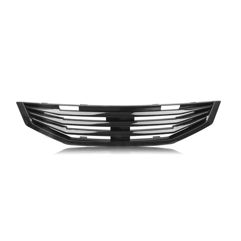 Auto Frontgrill Für Accord 2 Türer Coupé 2008 2009 2010 Schwarz Glänzend/Kohlefaser-Optik Auto Obere Stoßstange Haube Mesh Grid Frontgrill Grill Kühlergrill Vorne(Carbon Fiber Look) von PaCsci