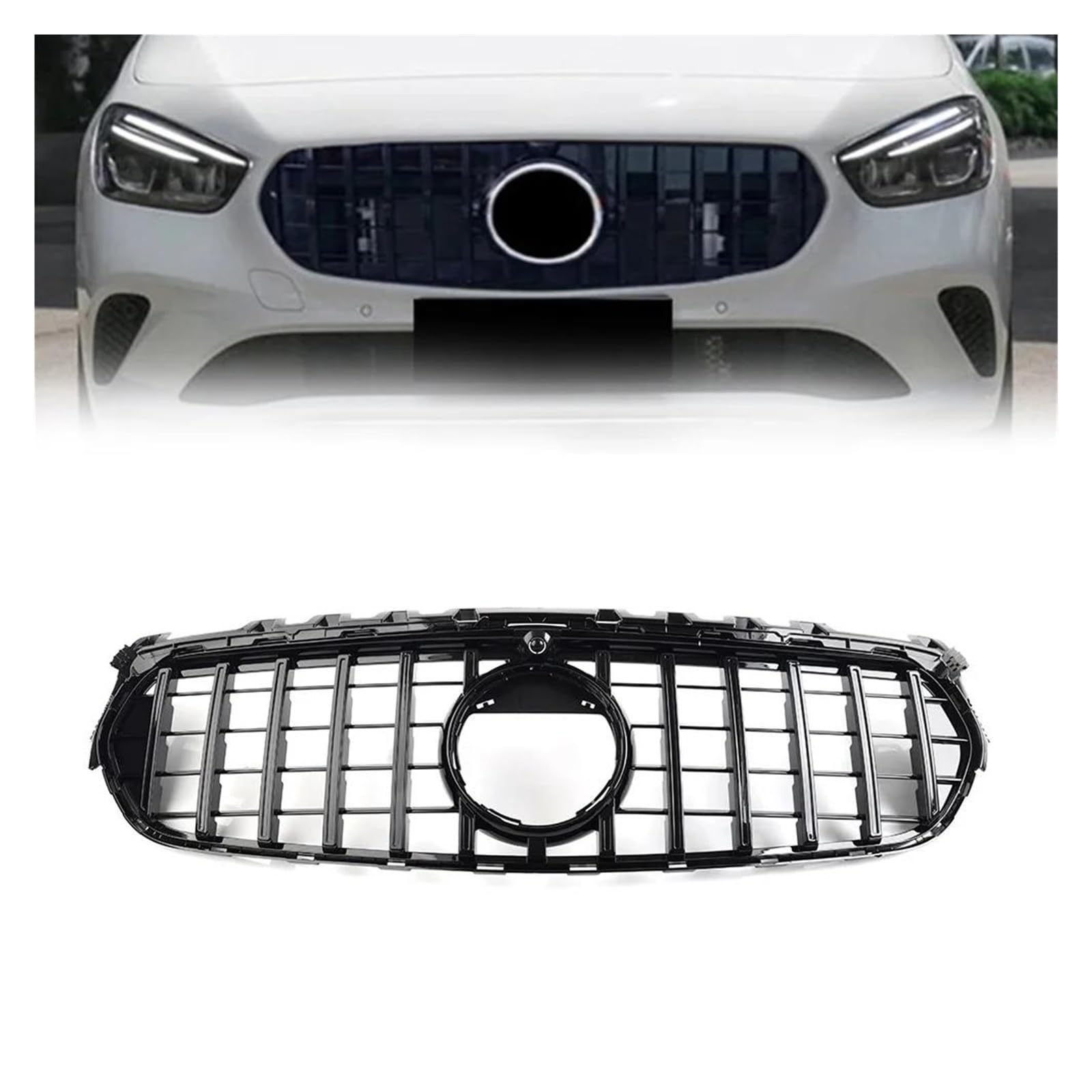 Auto Frontgrill Für Benz Für B Klasse W247 B180 B200 B260 2020 2021 2022 Auto GTR Stil Frontschürze Haube Kühlergrill Kühlergrill Vorne(Schwarz) von PaCsci