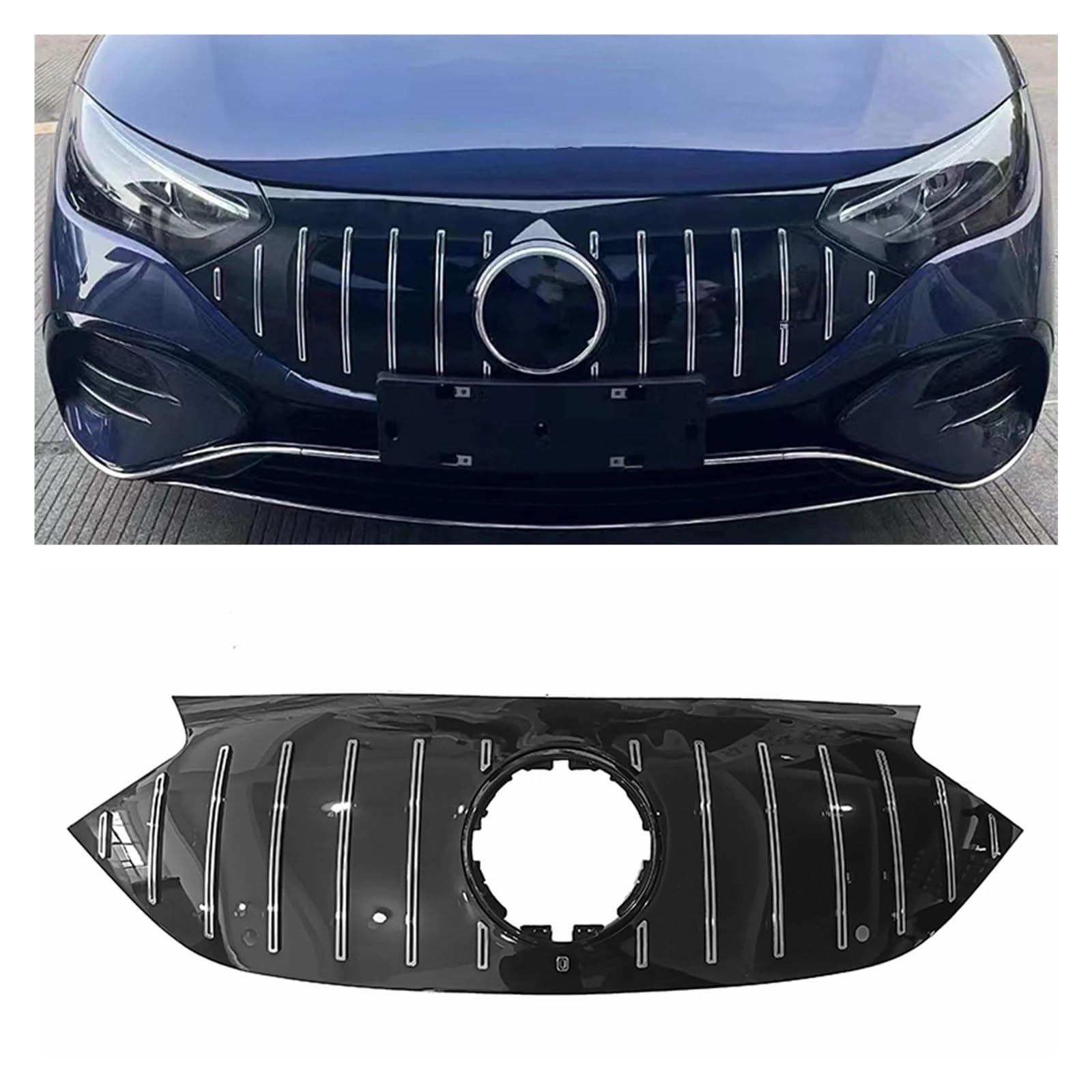 Auto Frontgrill Für Benz Für EQE Klasse V295 2023-2024 EQE350 EQE450 EQE500 GT Stil Kühlergrill Grill Silber Oberen Stoßfänger Haube Mesh Gitter Kühlergrill Vorne von PaCsci