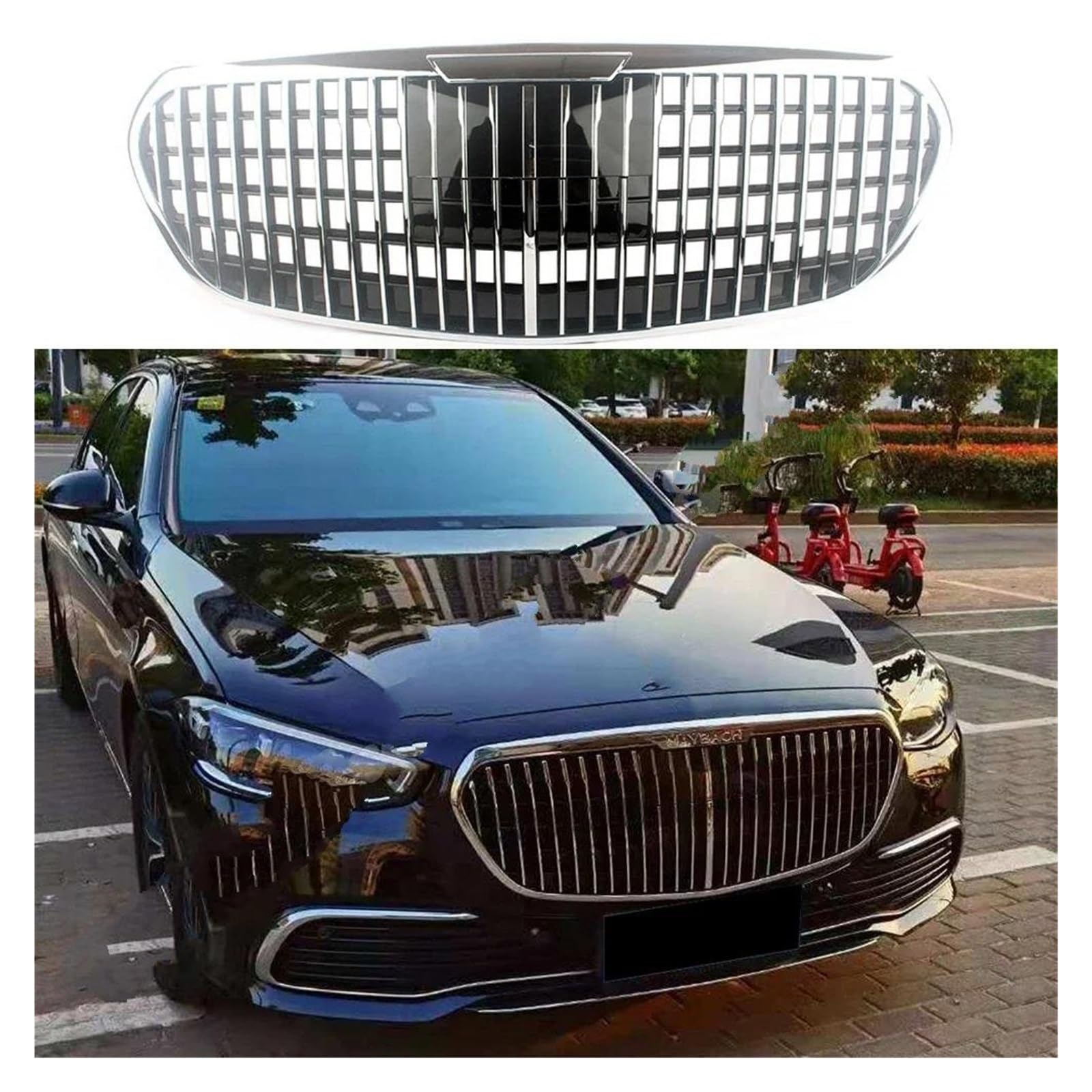 Auto Frontgrill Für Benz Für W223 S350 S400 S450 S500 S580 S680 OE 2021 + Front Racing Facelift Kühlergrill Oberen Kühler Kühlergrill Vorne(A Without Camera Hole) von PaCsci