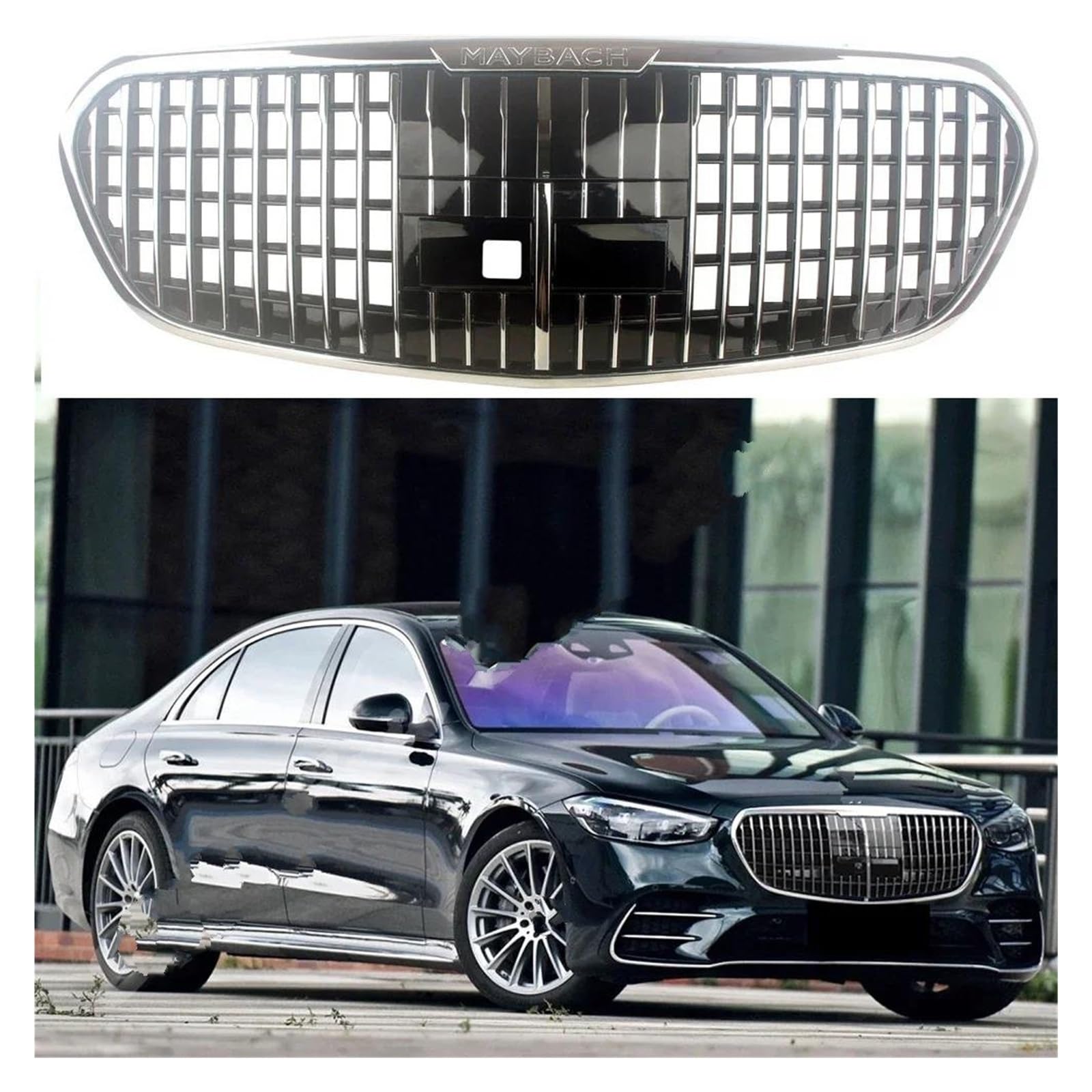 Auto Frontgrill Für Benz Für W223 S350 S400 S450 S500 S580 S680 OE 2021 + Front Racing Facelift Kühlergrill Oberen Kühler Kühlergrill Vorne(B with Camera Hole) von PaCsci