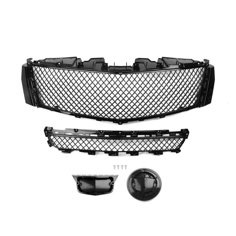 Auto Frontgrill Für Cadillac Für XTS 2013 2014 2015 2016 2017 Auto Front Upper + Lower Grille Grill Stoßstange Haube Mesh Abdeckung Gitter Kit Schwarz Kühlergrill Vorne von PaCsci