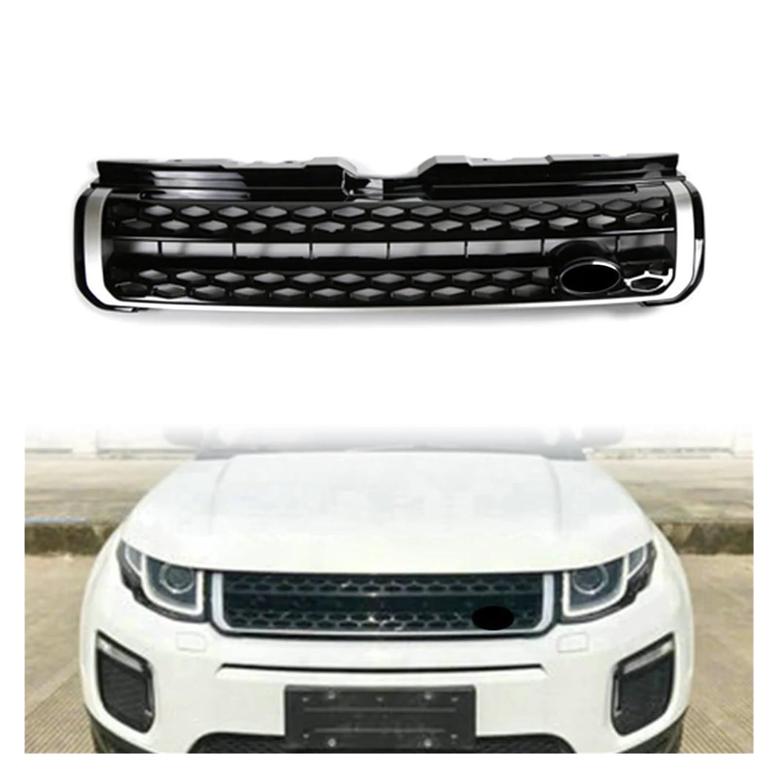 Auto Frontgrill Für Land Für Rover Für Range Für Rover Evoque 2010 2011 2012 2013 2014 2015 2016-2019 1 Stücke Auto Oberen Frontschürze Grille Grill Kühlergrill Vorne(Siver Black) von PaCsci