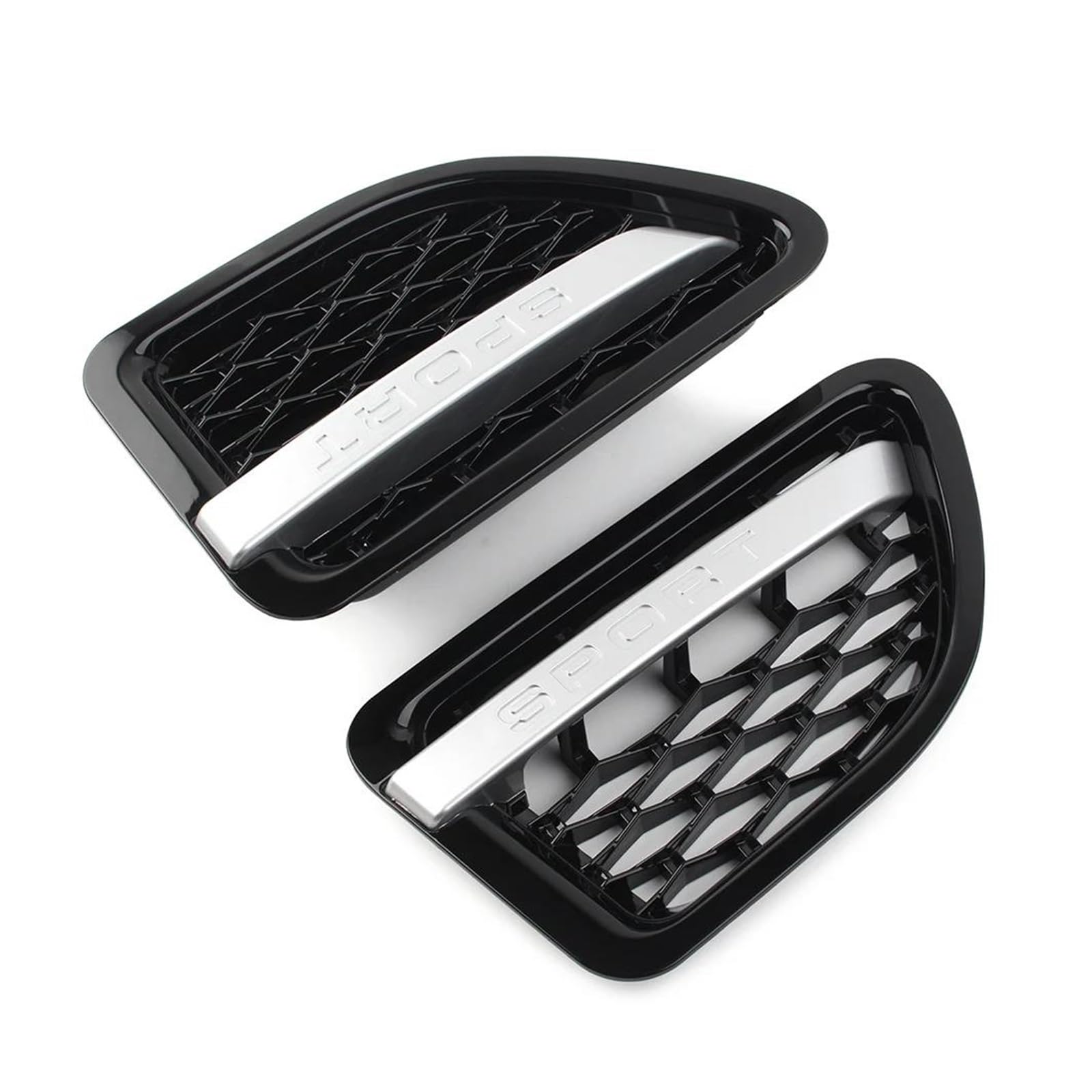 Auto Frontgrill Für Land Für Rover L320 Für Range Für Rover Sport 2005 2006 2007 2008 2009 2Pcs Auto Vorderseite Fender Air Vent Grille Grill Dekoration Kühlergrill Vorne(Black Black Silver) von PaCsci