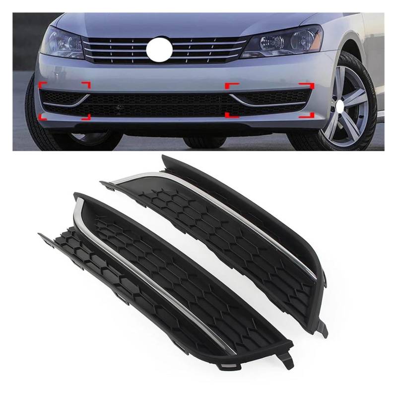 Auto Frontgrill Für VW Für Passat 2012-2015 561853665E 561853666C Uns Version 2Pcs Auto Front Stoßstange Nebel Licht Gitter Abdeckung W/O Loch Kühlergrill Vorne von PaCsci