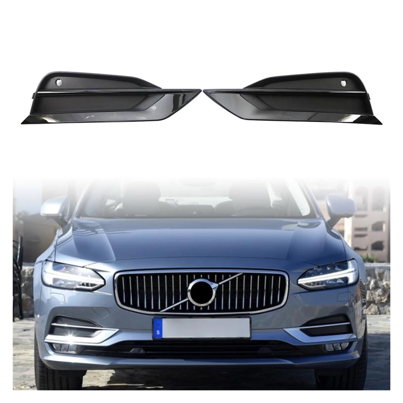 Auto Frontgrill Für Volvo Für S90 Für V90 2016 2017 2018 2019 1 Paar Auto Vorderen Stoßfänger Kühlergrill Nebel Licht Mesh Grill Zubehör Kühlergrill Vorne von PaCsci