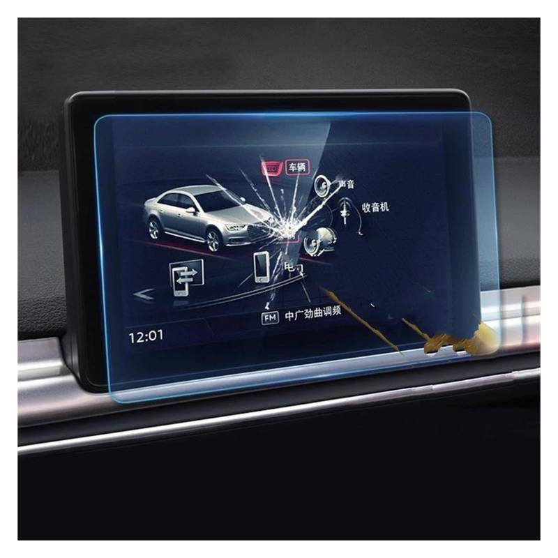 Navigation Schutzfolie Für A4 B9 S4 Für A5 S5 Für Q5 2016-2019 Auto GPS Radio Navigation Dashboard Screen Protector Display Film LCD Gehärtetem Glas Auto Displayschutz(185x110mm) von PaCsci