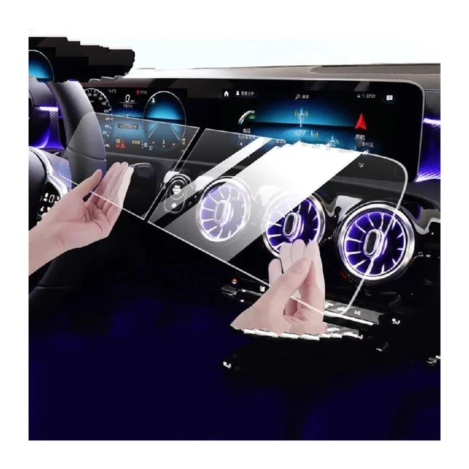 Navigation Schutzfolie Für Benz Für G-Klasse 2018-2023 Auto Navigation Gehärtetem Glas Auto Dashboard Screen Protector LCD Display Film Zubehör Auto Displayschutz(Tempered Glass 1Set) von PaCsci