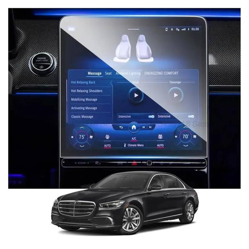 Navigation Schutzfolie Für Benz Für S-Klasse W223 2021 2022 2023 12,8 Zoll Auto Navigation Anti-Scratch Fitting Gehärtetes Glas Screen Protector Film Auto Displayschutz von PaCsci