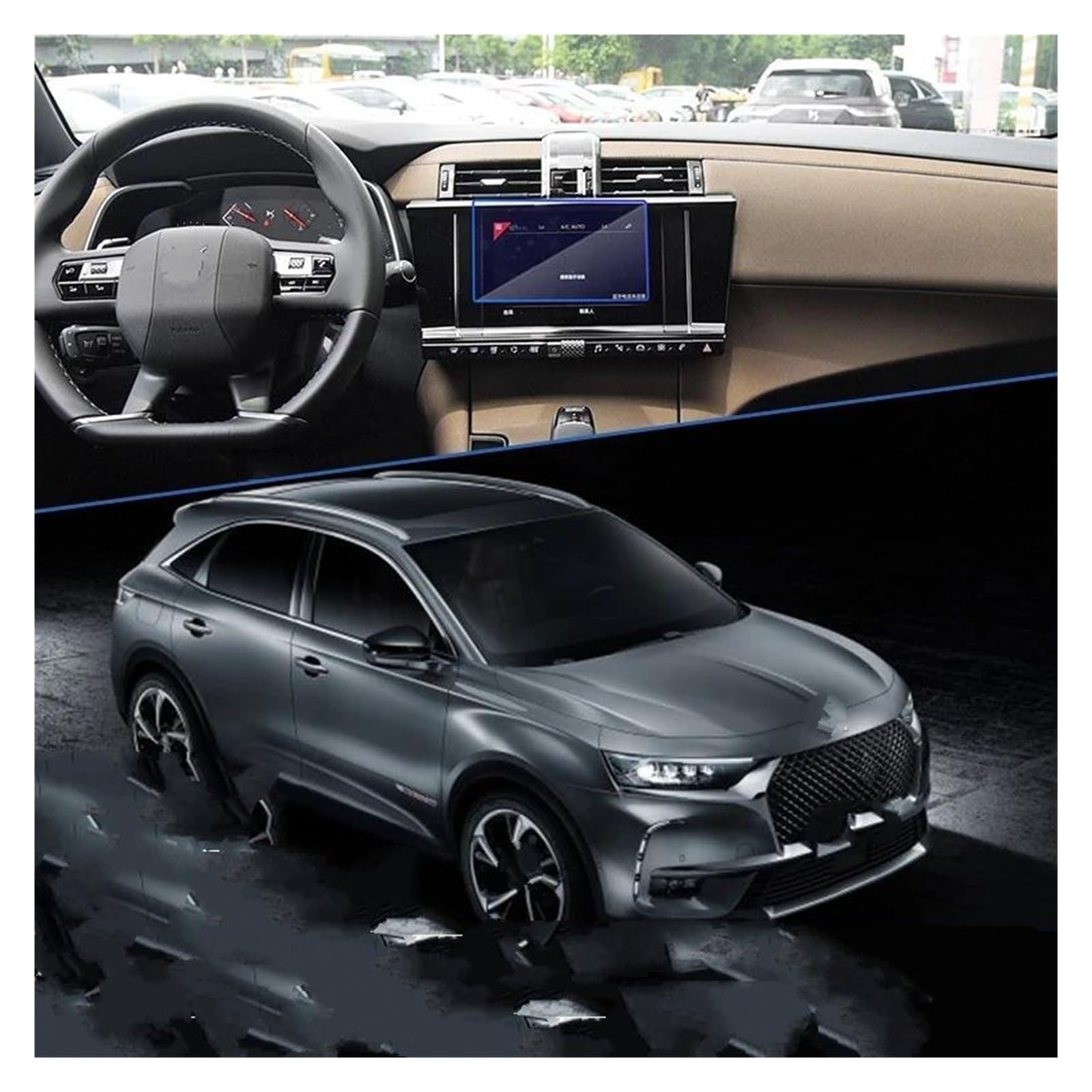 Navigation Schutzfolie Für Citroen Für DS7 2018~2020 Auto Navigation Auto GPS Anti-blau Licht Film Touch Full Screen Protector Gehärtetem Glas Zubehör Auto Displayschutz von PaCsci