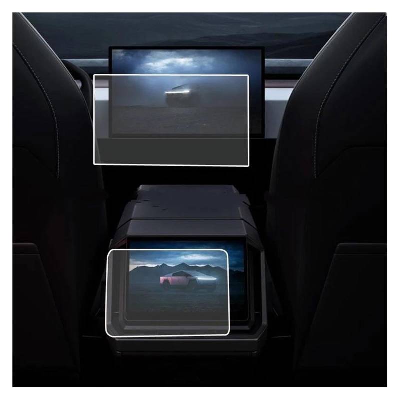 Navigation Schutzfolie Für Tesla Für Cybertruck 2024 18,5 Zoll Auto Navigation Und 9,4 Zoll Klimaanlage Anti-Scratch (2 Stücke) PET Screen Protector Film Auto Displayschutz von PaCsci