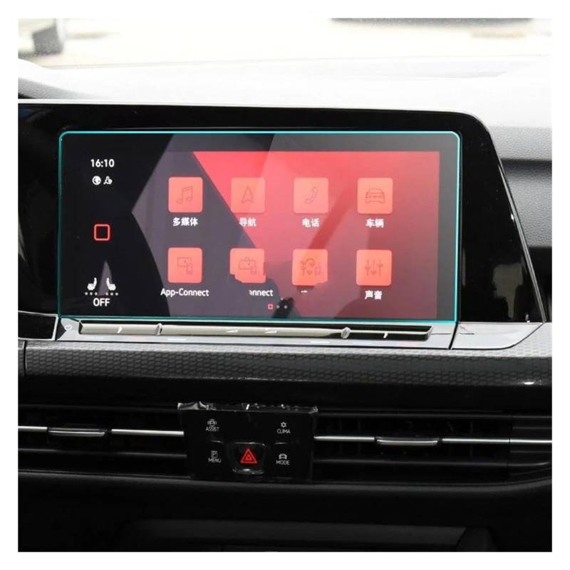 Navigation Schutzfolie Für VW Für Golf 8 2021 Auto Radio GPS Navigation Bildschirm Abdeckung Gehärtetem Glas Screen Protector Film Auto Displayschutz(No USB Hole) von PaCsci