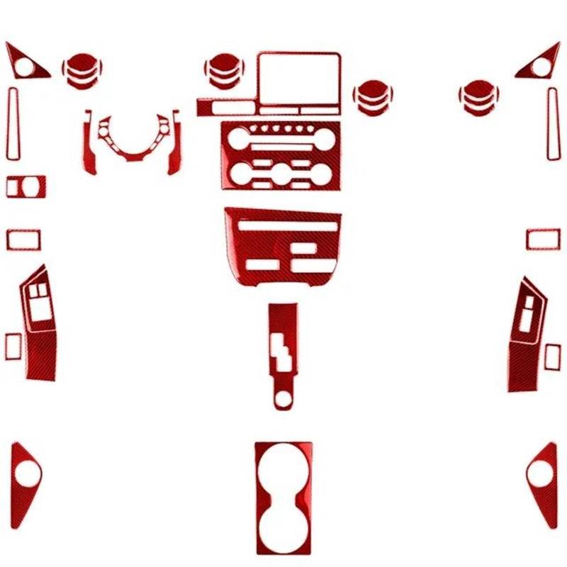 Schalttafelabdeckung Trims Für Nissan Für GTR R35 2008-2016 Carbon Faser Aufkleber Auto Innen Zubehör Panel Schutz Rahmen Trim Aufkleber(LHD red) von PaCsci