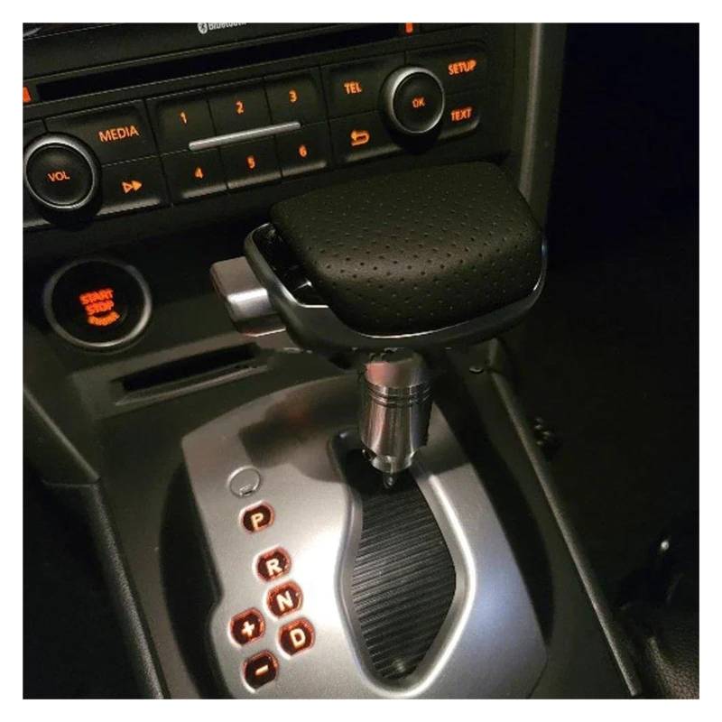 Stick Schaltknauf Für Koleos Für Samsung Für QM5 2008 2009 2010 2015 Zubehör Automatische Schaltknauf Joystick Shifter Ball Mit Taste Auto Schalthebel(Perforated Leather) von PaCsci