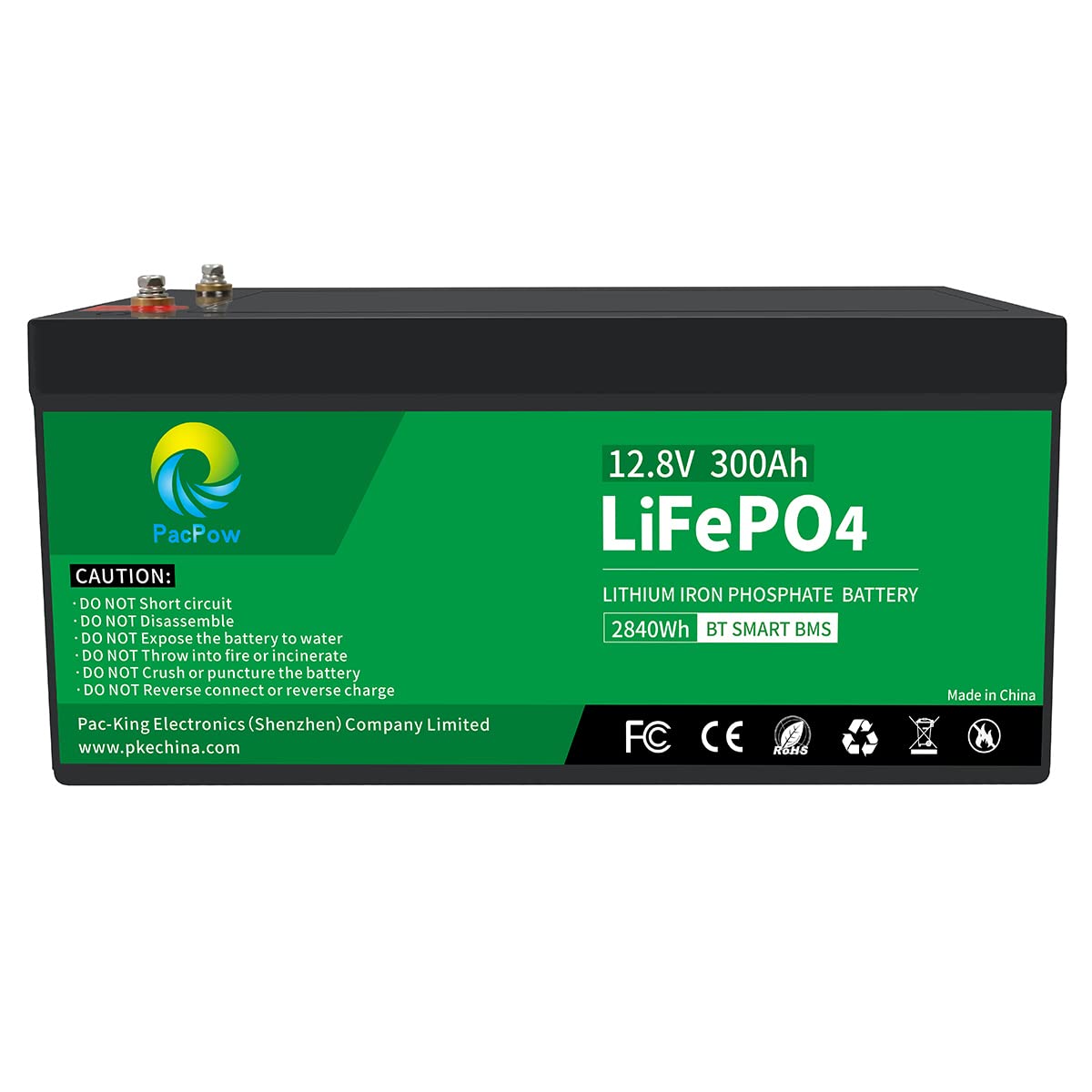 PacPow Lifepo4 Autobatterie Smart 12V 300Ah Lithium Batterie, Built-in 200A BMS, 5000+ Zyklen, Maximal 350 Ampere, Perfekt für Wohnmobile, Solar, Marine, Overland, Off-Grid usw. von PacPow