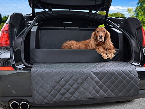 Travelmat PLUS Kofferraum Hundebett fürs Auto STANDARD Kunstleder Schwarz 110 x 90cm von PadsForAll