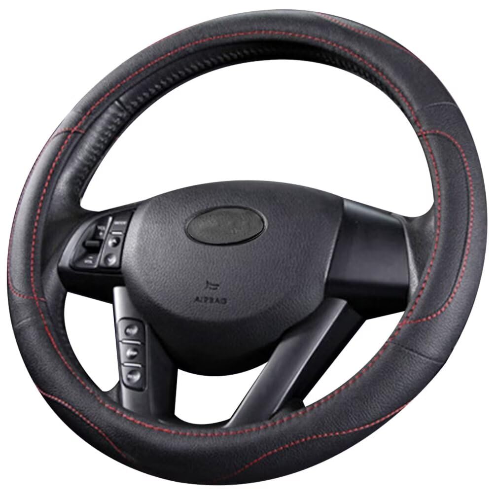 Pahajim Lenkradbezug Auto Lenkradhülle Microfiber Leder Steering Wheel Cover Universal rutschfest Lenkradhüllen 38cm Lenkradschutz für LKW/Auto/Jeep/SUV -Schwarz von Pahajim