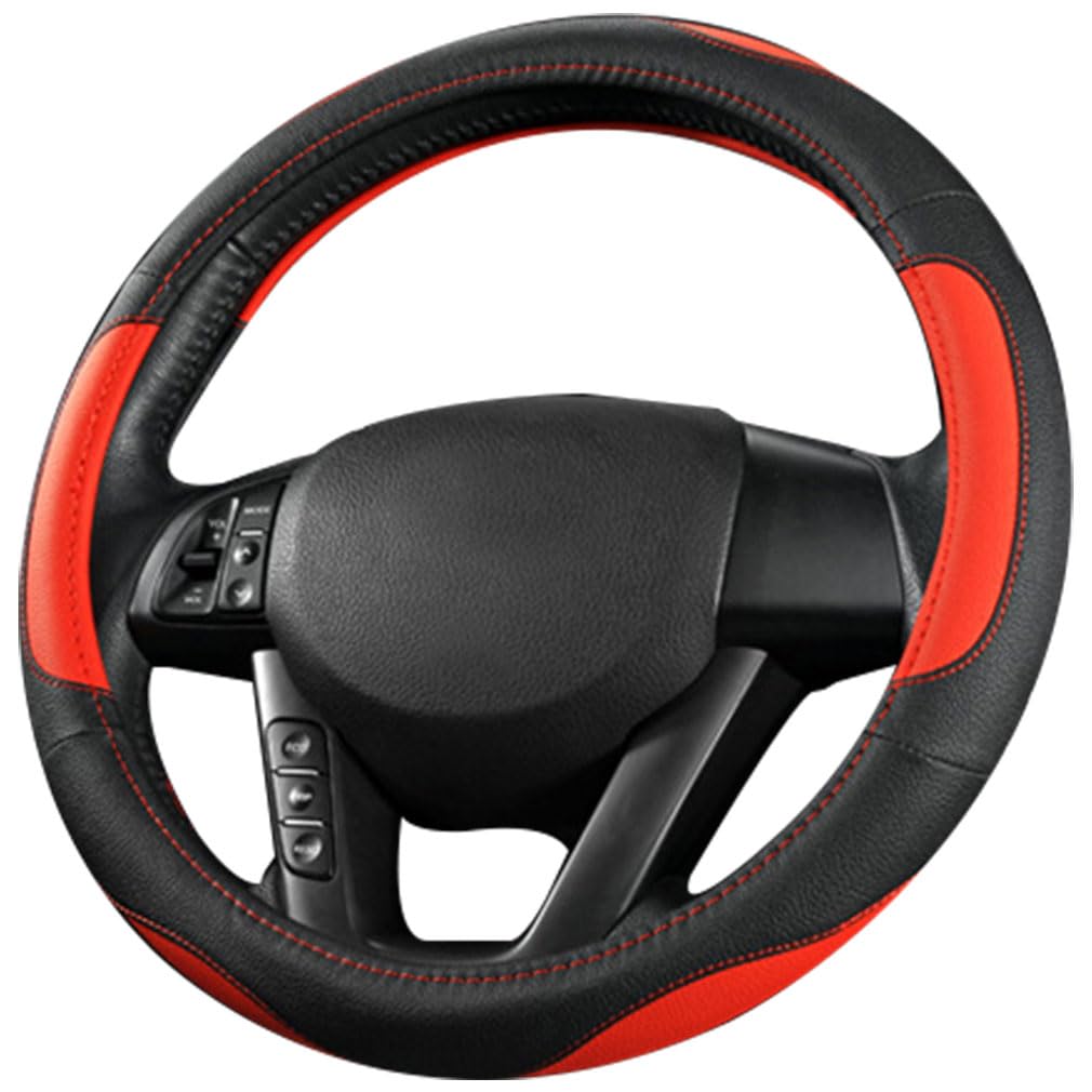 Pahajim Lenkradbezug Auto Lenkradhülle Microfiber Leder Steering Wheel Cover Universal rutschfest Lenkrad Bezug 38cm Lenkradschutz für LKW/Auto/Jeep/SUV -Schwarz Rot von Pahajim