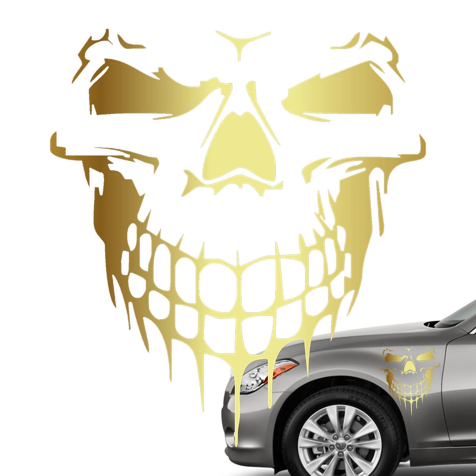 Palaufr Totenkopf-Aufkleber für Autos,Reflektierende Selbstklebende Totenkopf-Vinyl-Autoaufkleber - Cartoon-Vinyl-Auto-Außendekorationszubehör für Fahrzeughaube, Türen, Stoßstange, Fenster von Palaufr