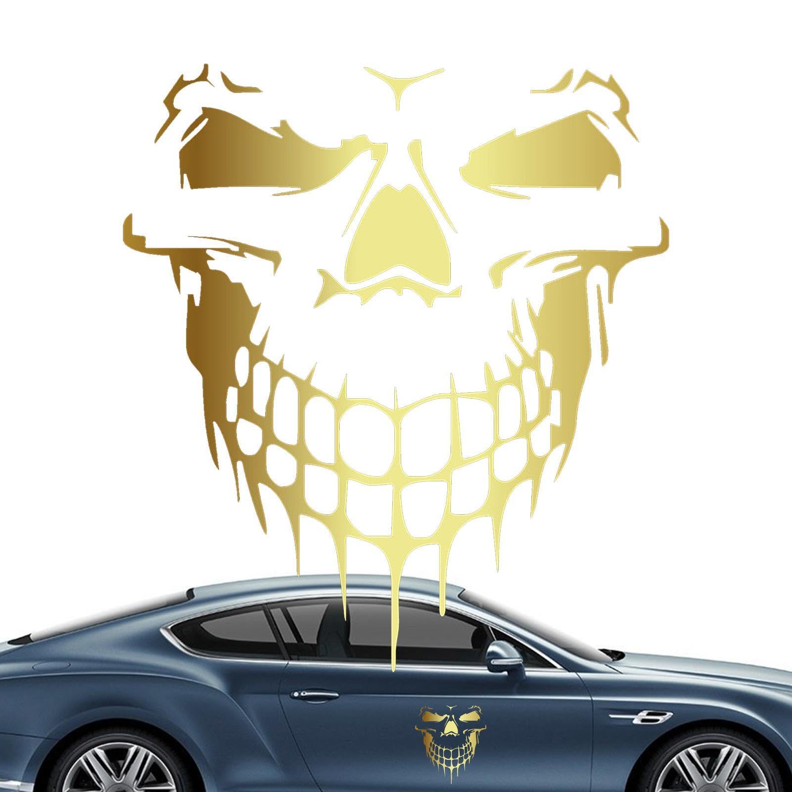 Palaufr Totenkopf-Aufkleber für Autos,Totenkopf-Autoaufkleber, reflektierend - Auto-Motorhaubenaufkleber, Cooler Totenkopf-Aufkleber für LKW, SUV, Motorrad, Fahrrad, vertuscht die Schrammen des Autos von Palaufr