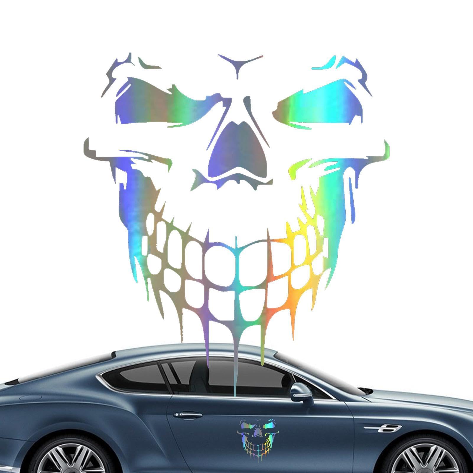 Palaufr Totenkopf-Autoaufkleber - Totenkopf Vinyls Autoaufkleber Reflektierend,Wasserdichter Vinyl-Schädel-Grafik-Auto-Motorhauben-Streifen-Aufkleber, Seitenkörper-Aufkleber, Rennsport-Aufkleber-Dekor von Palaufr