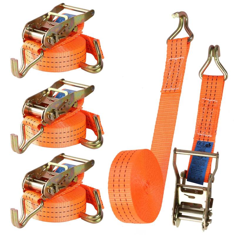 Pamatio 4 Stück Spanngurte mit Haken Ratsche in 6m 3000kg 3T Zweiteilig 40 mm Ratschengurt Zurrgurte für Ladungssicherung TÜV/GS Zertifiziert (Orange) von Pamatio