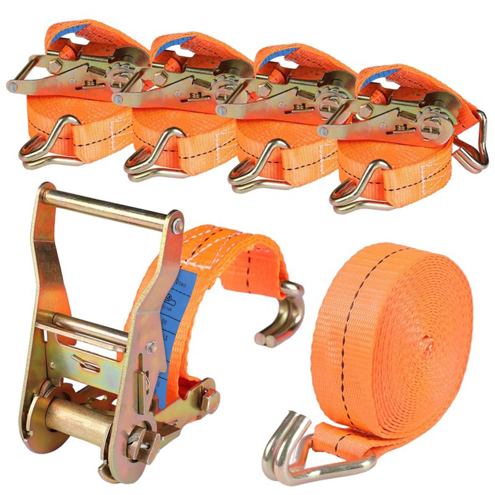 Pamatio 4 Stück Spanngurte mit Ratsche Haken, Zurrgurte mit Ratsche, 4M 1000kg 1T Zweiteilig Ratschengurte, Breite 25mm, TÜV/GS Zertifiziert (Orange) von Pamatio