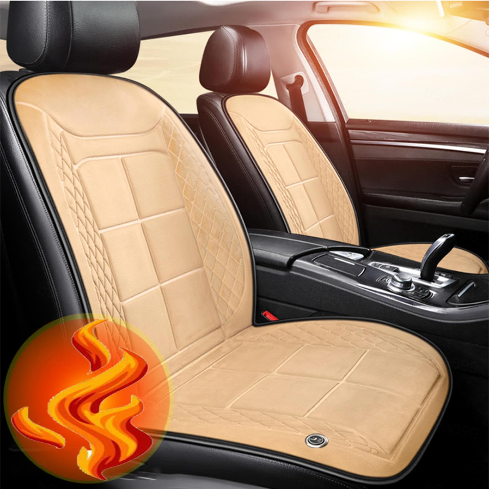 PanHuiWen Auto Sitzheizung 12v Sitzheizung 12v Intelligente Steuerung 12v Doppelt Sitzauflage 12v Heizauflage Auto 12v Heizkissen Auto Car Heating Mats,beige von PanHuiWen