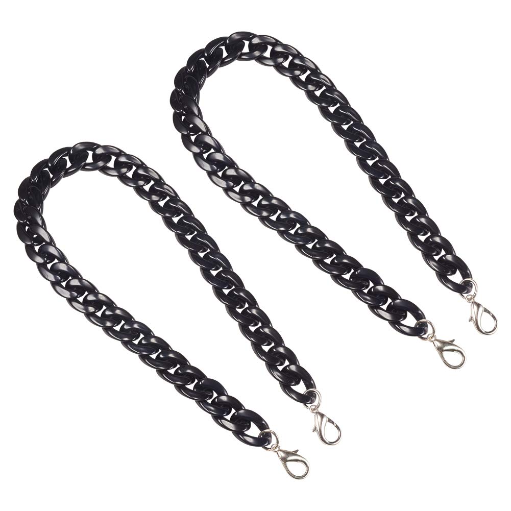 PandaHall 2pcs Black Curb Chains Harz Tasche Strap Link Chain Ersatztasche Kette Mit Hummerverschlüssen Für Handtasche Geldbörse Brieftasche Clutch Crafts Making, 60.8 cm von PH PandaHall