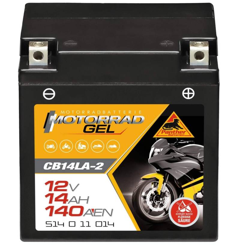 Panther GEL Batterie 12V 12Ah 140A YB14L-A2 Motorradbatterie 51411 Quad CB14L-A2 von Panther