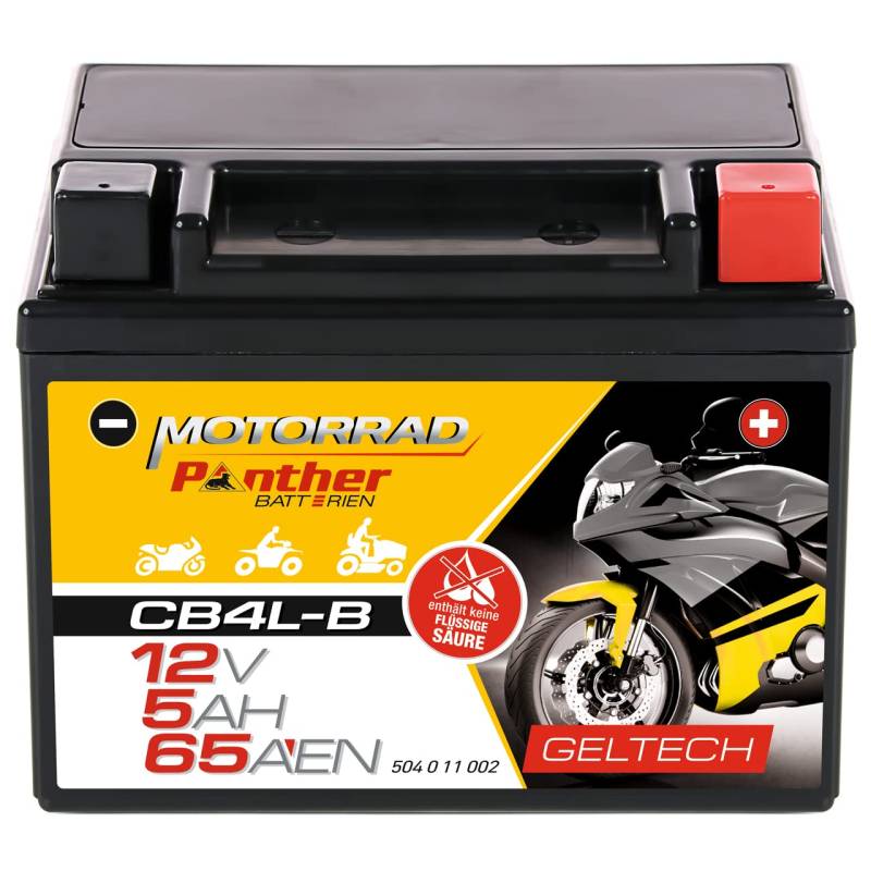 Panther GEL Batterie 12V 4Ah 20A YB4L-B Motorradbatterie DIN 50411 Quad CB4L-B von Panther