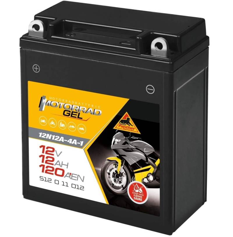 Panther Motorradbatterie Gel 12V 12Ah 51211 12N12A-4A-1 von Panther