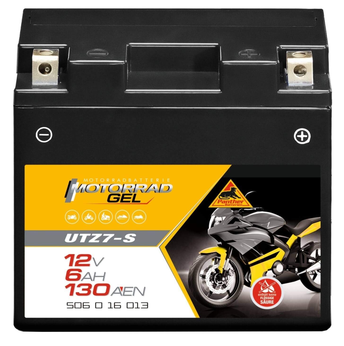 Panther Motorradbatterie Gel 12V 6Ah 50616 YTZ7-S von Panther