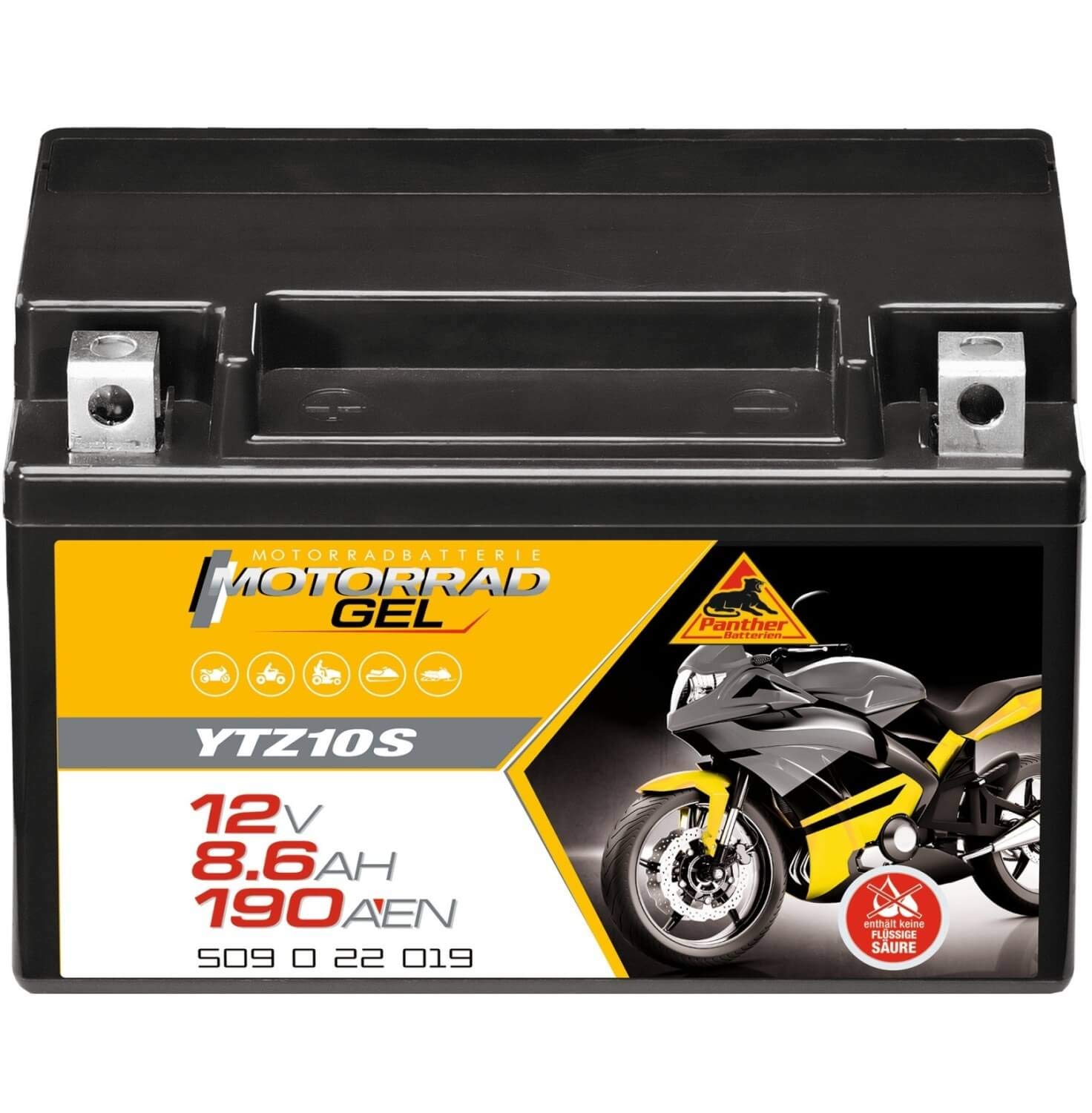 Panther Motorradbatterie Gel 12V 8,6Ah 50922 YTZ10-S von Panther