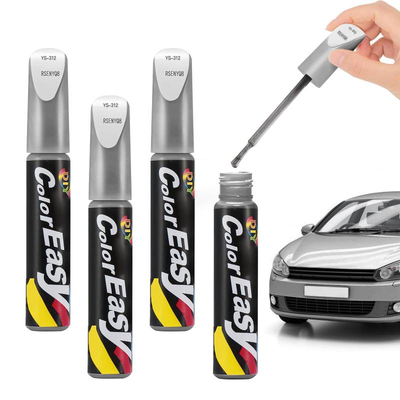 Pardofelis 4 Stück Lackstift Auto Silber, 12ml Auto Reparatur Lack Auto Pinsel, Auto Kratzer Reparatur Stift, Autokratzer Reparaturmittel Autolack Reparatur für Autos Reparaturwerkzeug von Pardofelis