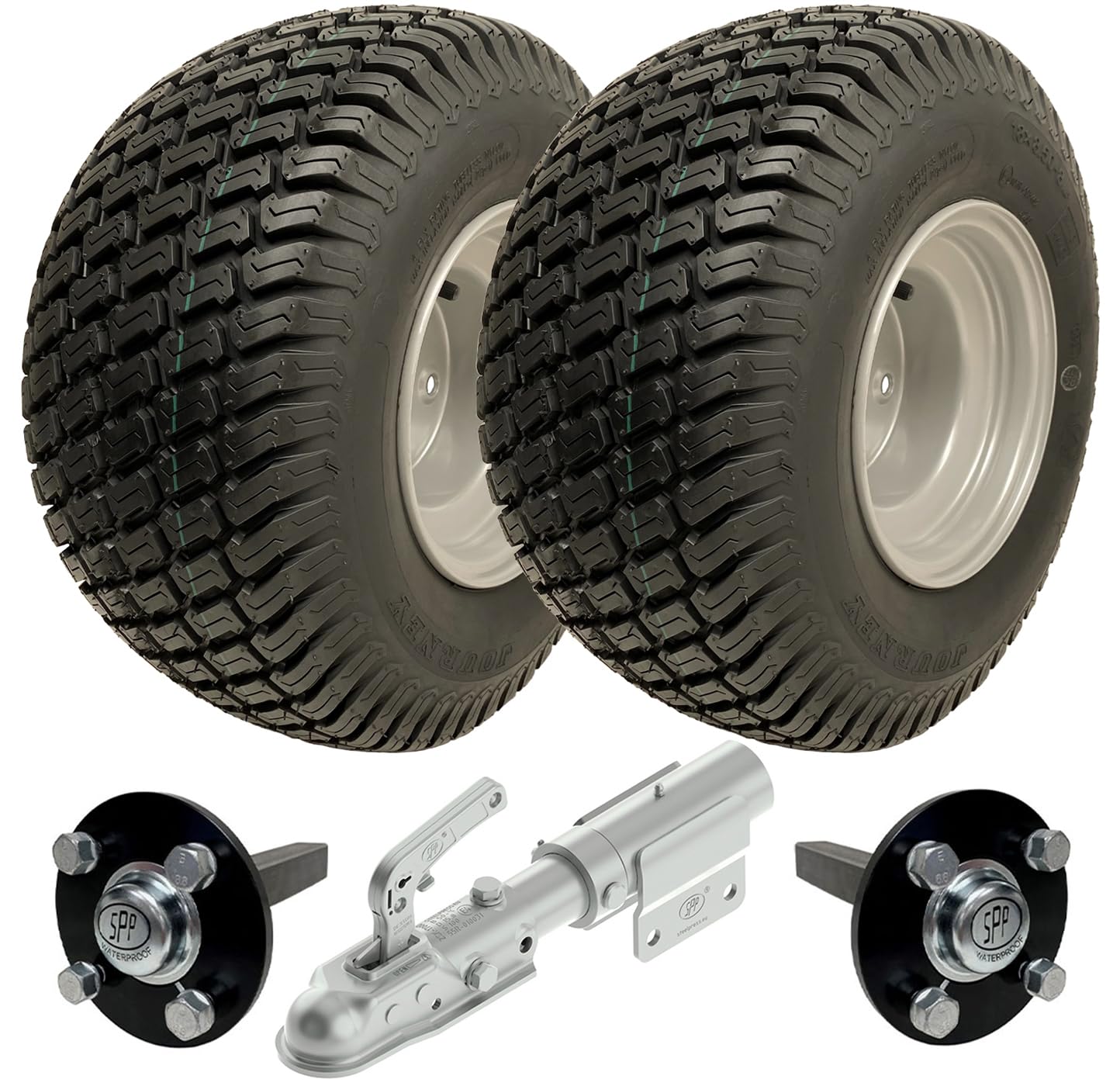 18 x 8,50-8 ATV Anhänger-Kit Wanda P332 Räder Nabe & Achsstummel Schwenkkupplung 750 kg von Parnells