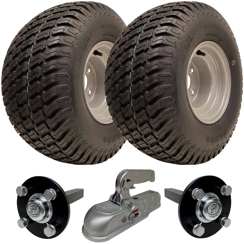 18 x 9,50-8 ATV Anhänger-Kit P332 Grasräder 35 x 35 mm Achsschenkel Gusskupplung 750 kg von Parnells