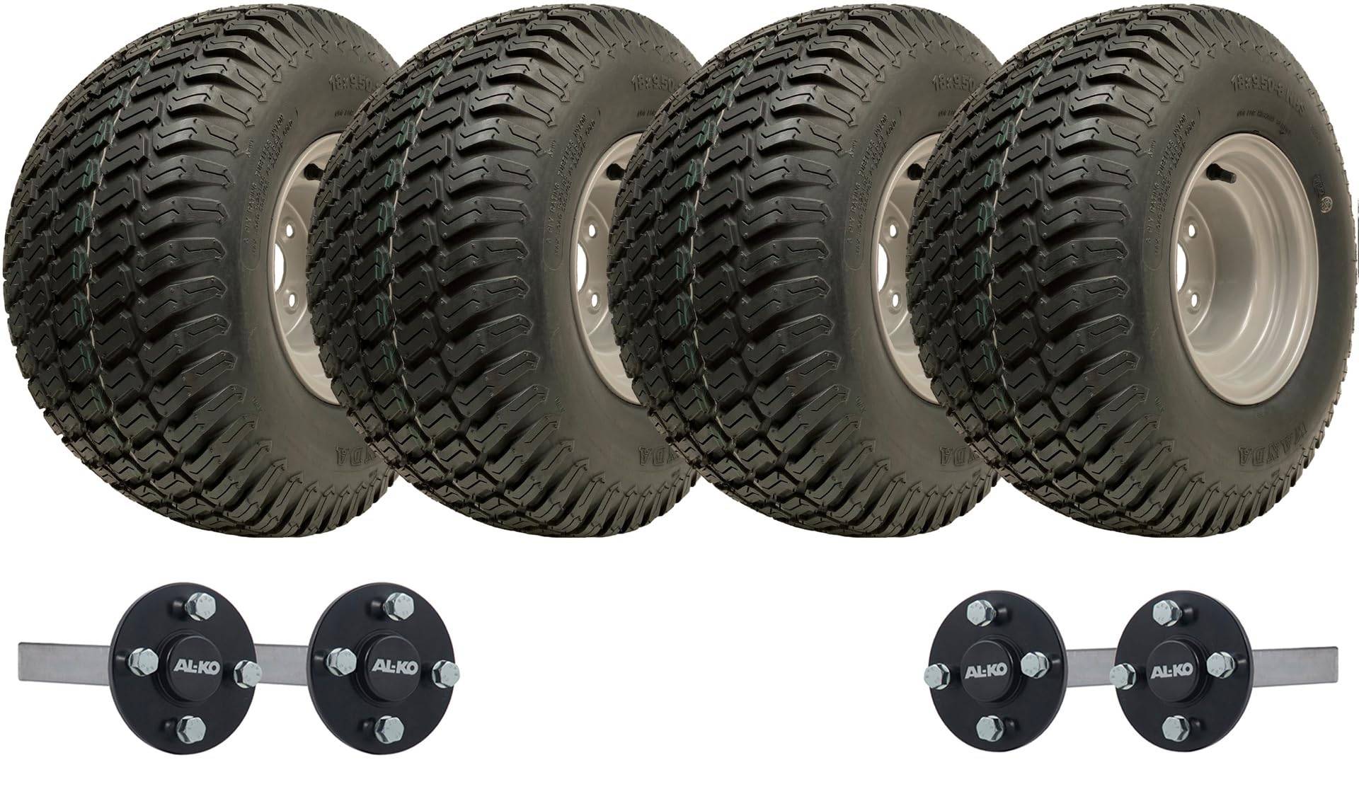 18 x 9,50–8 Doppelachse ATV Quad Anhänger Kit 4 P332 Grasräder ALKO Achsen 1500 kg von Parnells