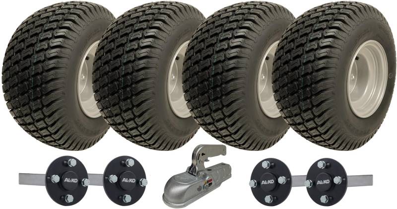 18x8.50-8 Doppelachse ATV Anhänger Kit Räder, AKLO Nabe & Achsschenkel + Anhängerkupplung 1500kg von Parnells